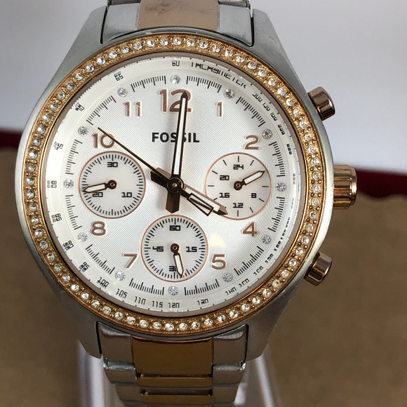 Fossil Chronograph Rose Gold & Stainless Watch